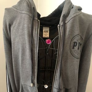 PINK Gray Zip-Up